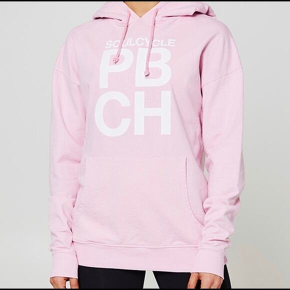 SoulCycle Palm Beach Light Pink Graphic Lounge Pullover Hoodie Medium - Picture 2 of 11